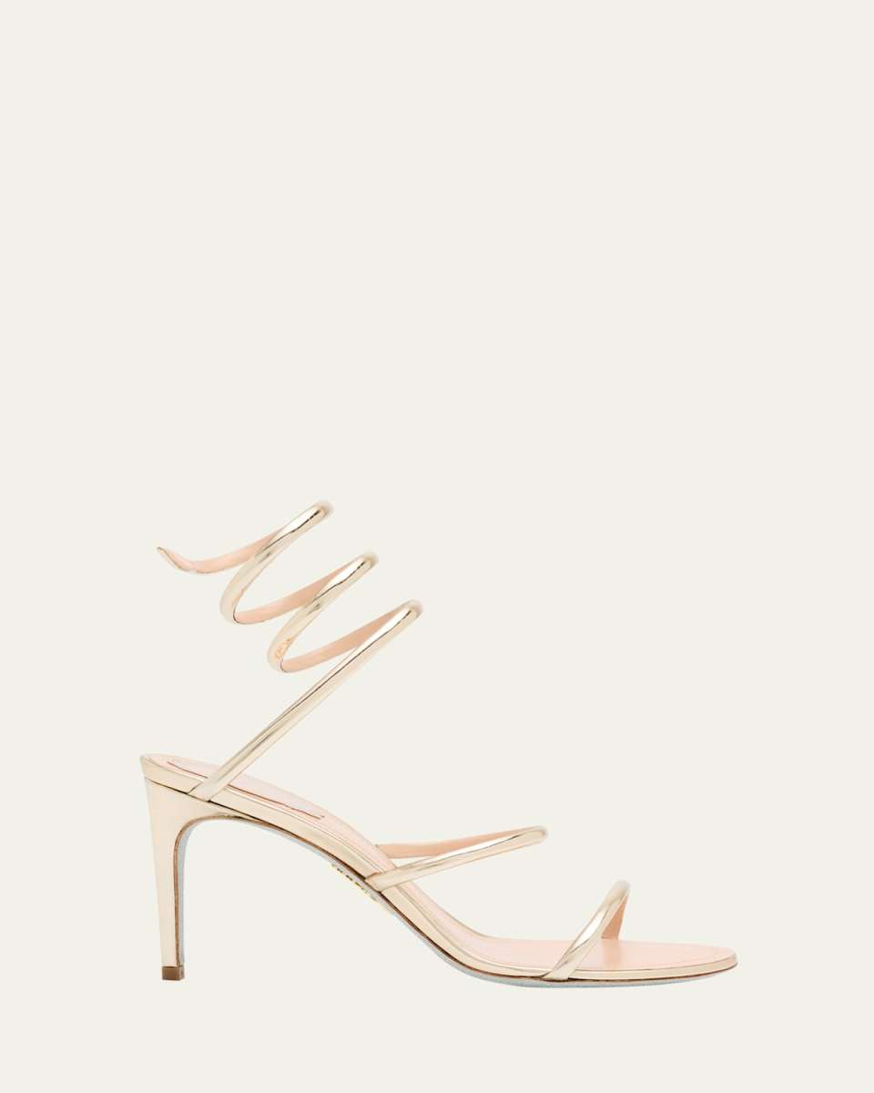 Mirror Snake-Wrap Stiletto Sandals